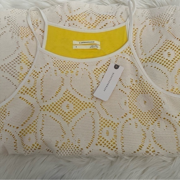 Anthropologie Cosette White Floral Overlay Tank Top - Picture 3 of 9